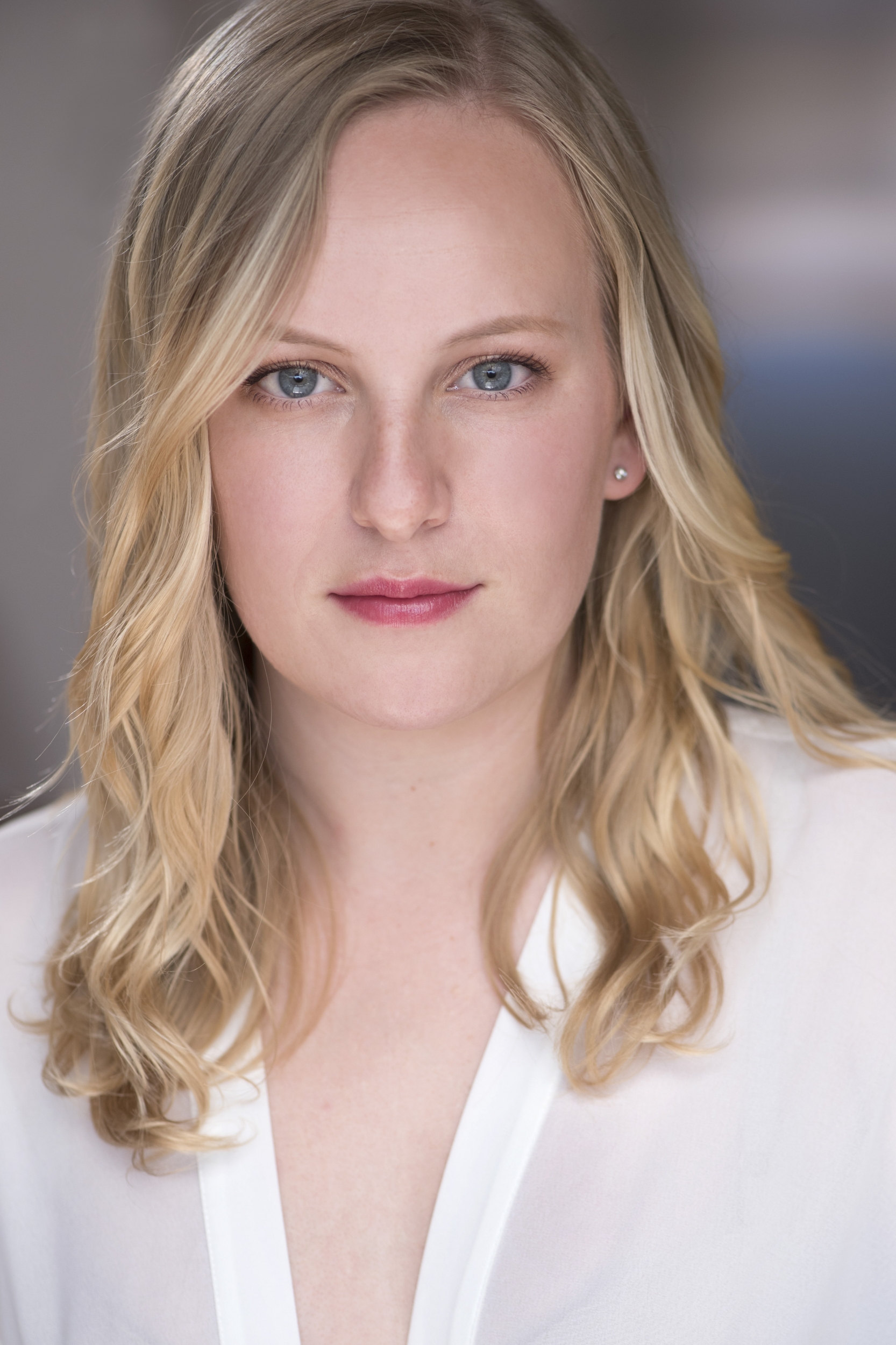 Chloe Greenfield Blonde Actor Headshot Straightforward Eye Contact