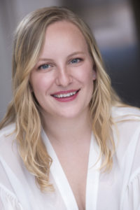 Chloe Greenfield Blonde Actor Headshot Smiling Happy White Shirt